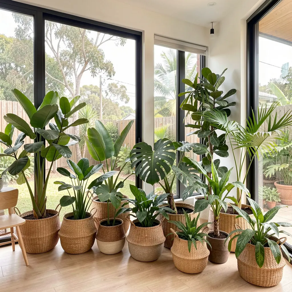 Collection of healthy indoor plants in a modern Australian home